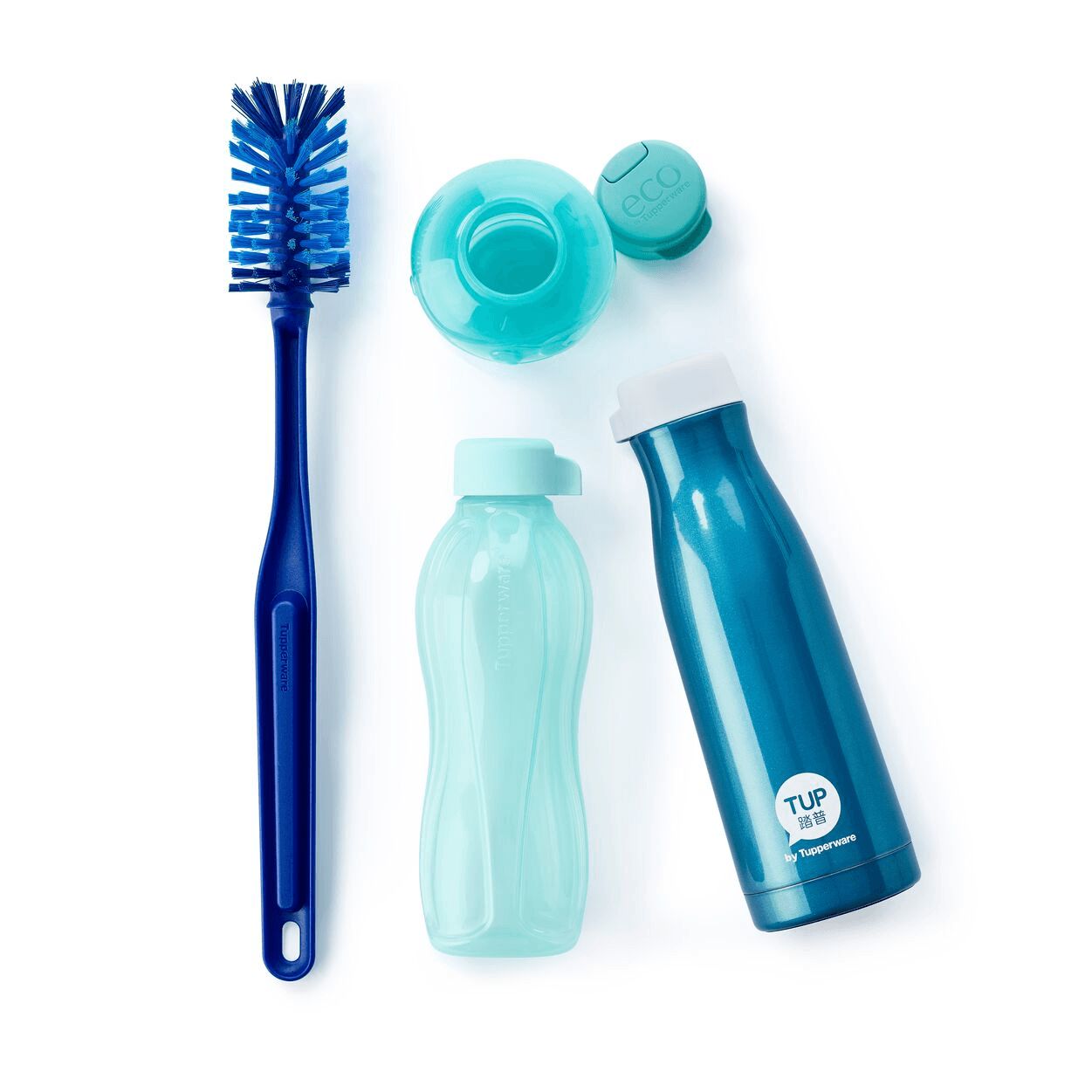 Butelki wody Tupperware Eco Bottle Brush Blue | WNGPM-8126