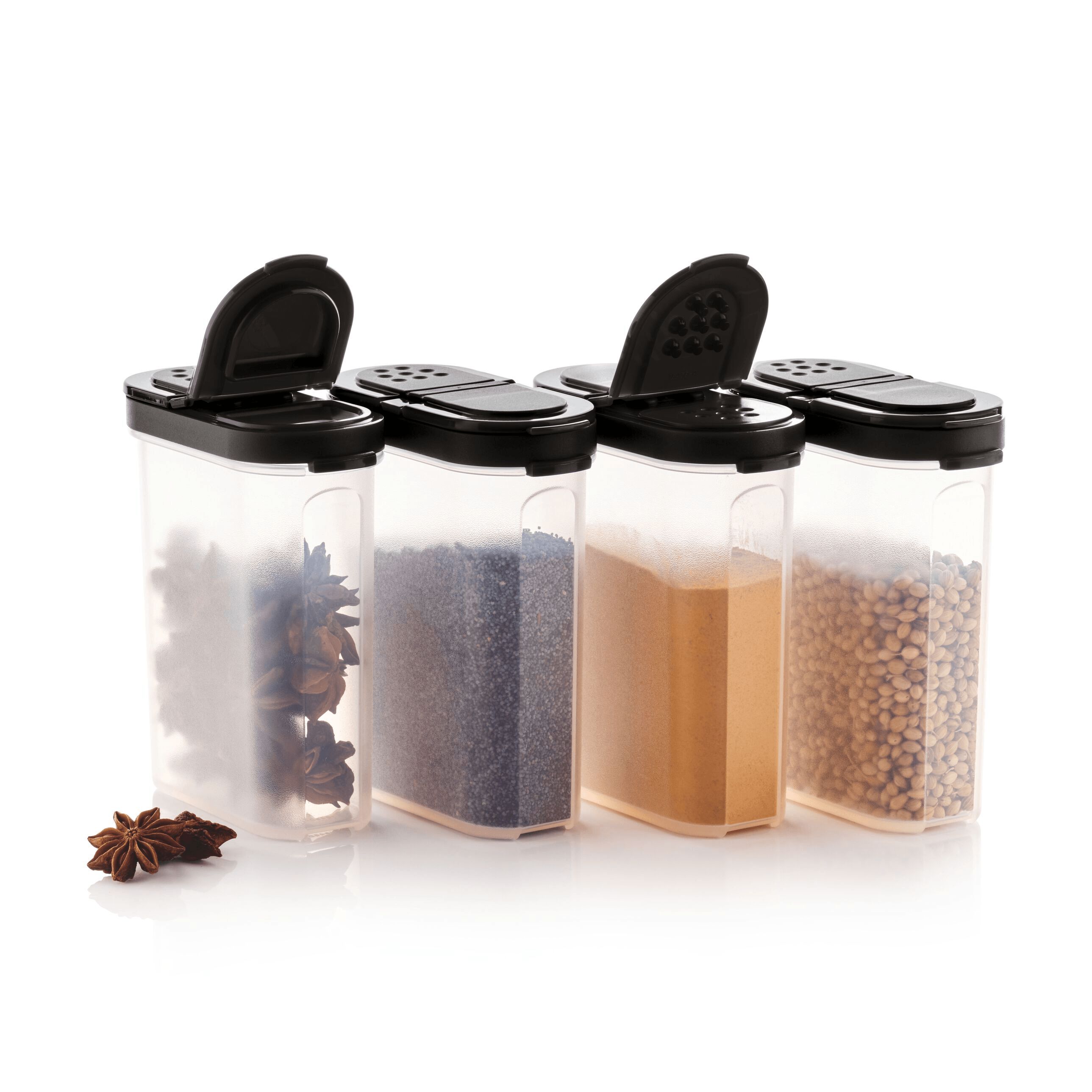 Dry Storage Tupperware Large Spice Shakers Black | OFJME-7630