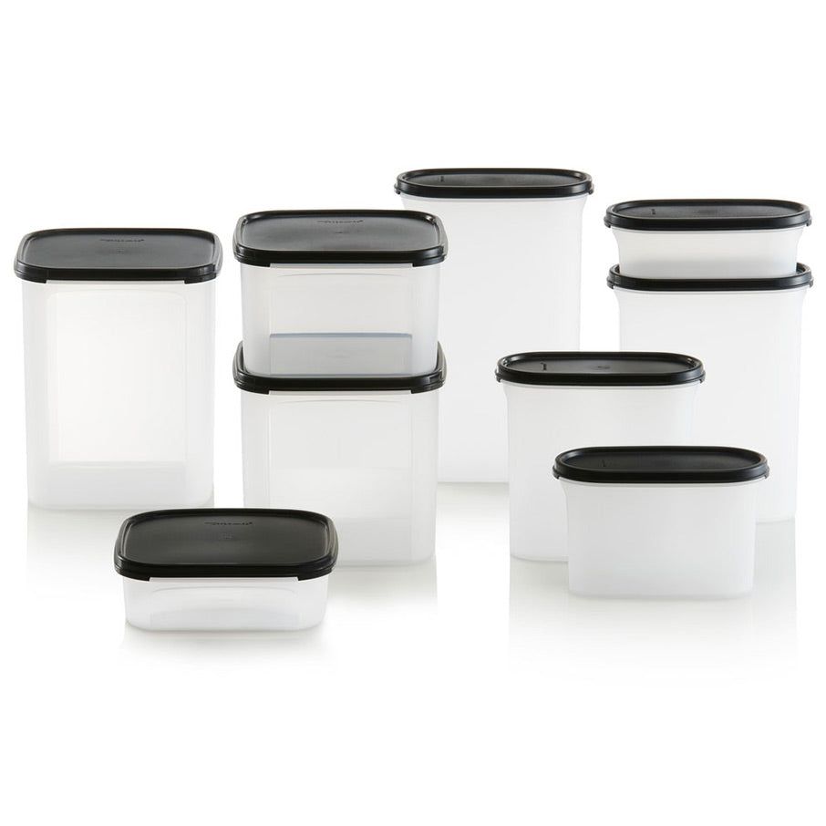 Dry Storage Tupperware Modular Mates Oval & Square Set Black | JYTRU-9073