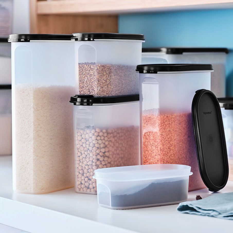 Dry Storage Tupperware Modular Mates Oval & Square Set Black | JYTRU-9073