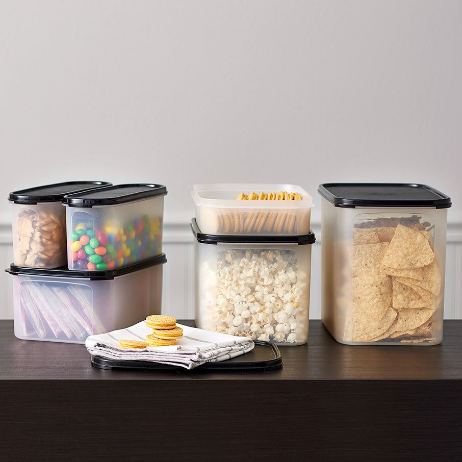 Dry Storage Tupperware Modular Mates Rectangular 4 Black | YZBKC-8273