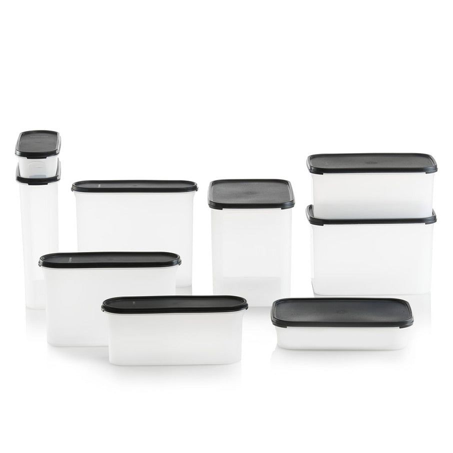 Dry Storage Tupperware Modular Mates Super Oval & Rectangular Set Black | QJUNX-3178