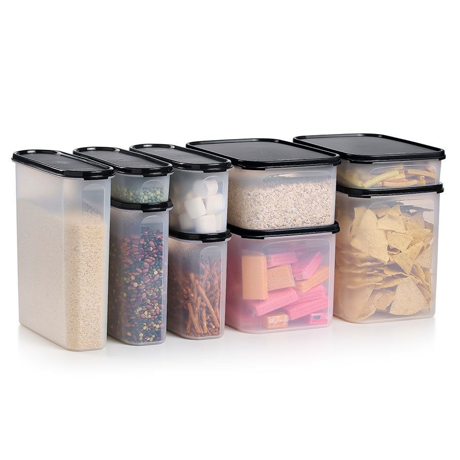 Dry Storage Tupperware Modular Mates Super Oval & Rectangular Set Black | QJUNX-3178