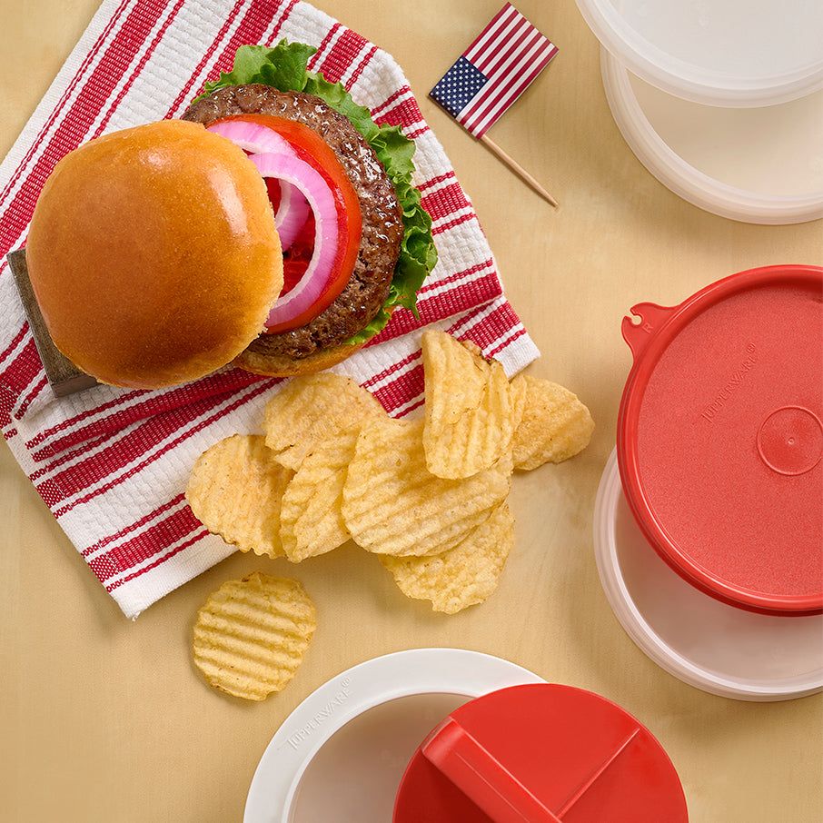 Freezer Storage Tupperware Hamburger Press & Keepers Set | OMERS-2346