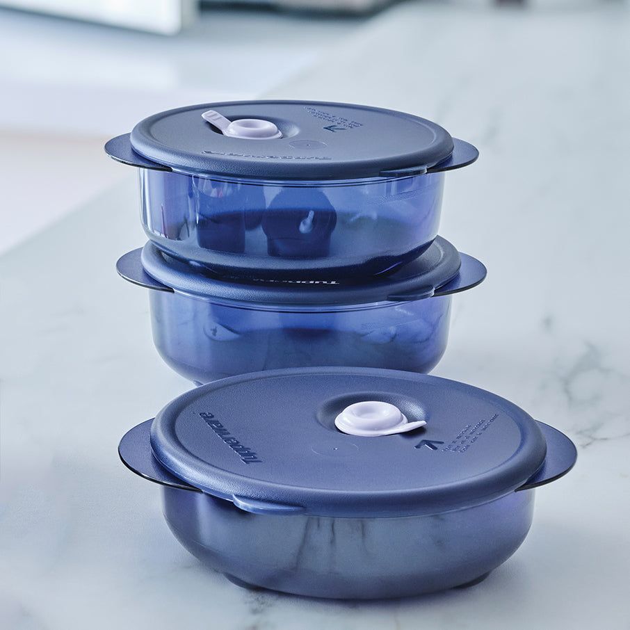 Freezer Storage Tupperware Vent 'N Serve 3-pc. Small Round Set Nocturnal Sea | YBOHS-9264