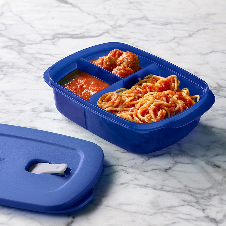 Microwave Reheatable Tupperware Crystalwave 4-pc. Rectangular Set Blue | UKYGX-3215