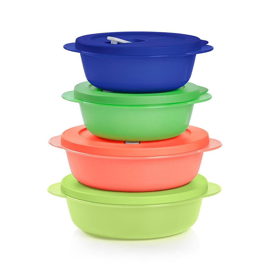 Microwave Reheatable Tupperware Crystalwave Plus 4-pc. Round Set Blue | UQHOK-9427