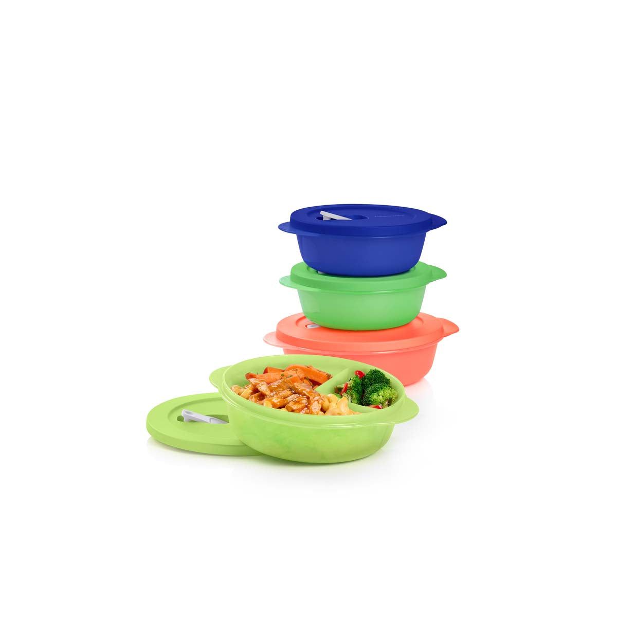 Microwave Reheatable Tupperware Crystalwave Plus 4-pc. Round Set Blue | UQHOK-9427