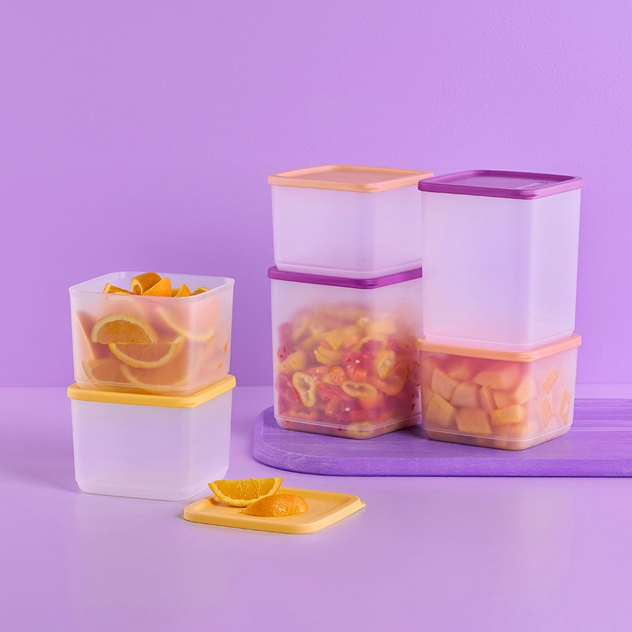 Refrigerator Storage Tupperware Basic Bright Square 6-pc. Set Wild Mulberry | XVWFB-0967