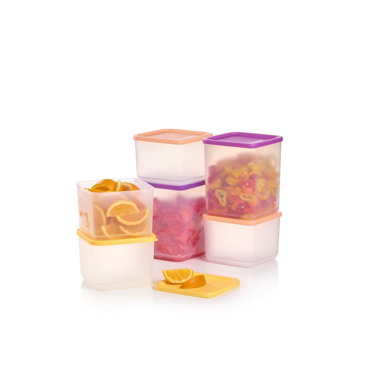 Refrigerator Storage Tupperware Basic Bright Square 6-pc. Set Wild Mulberry | XVWFB-0967