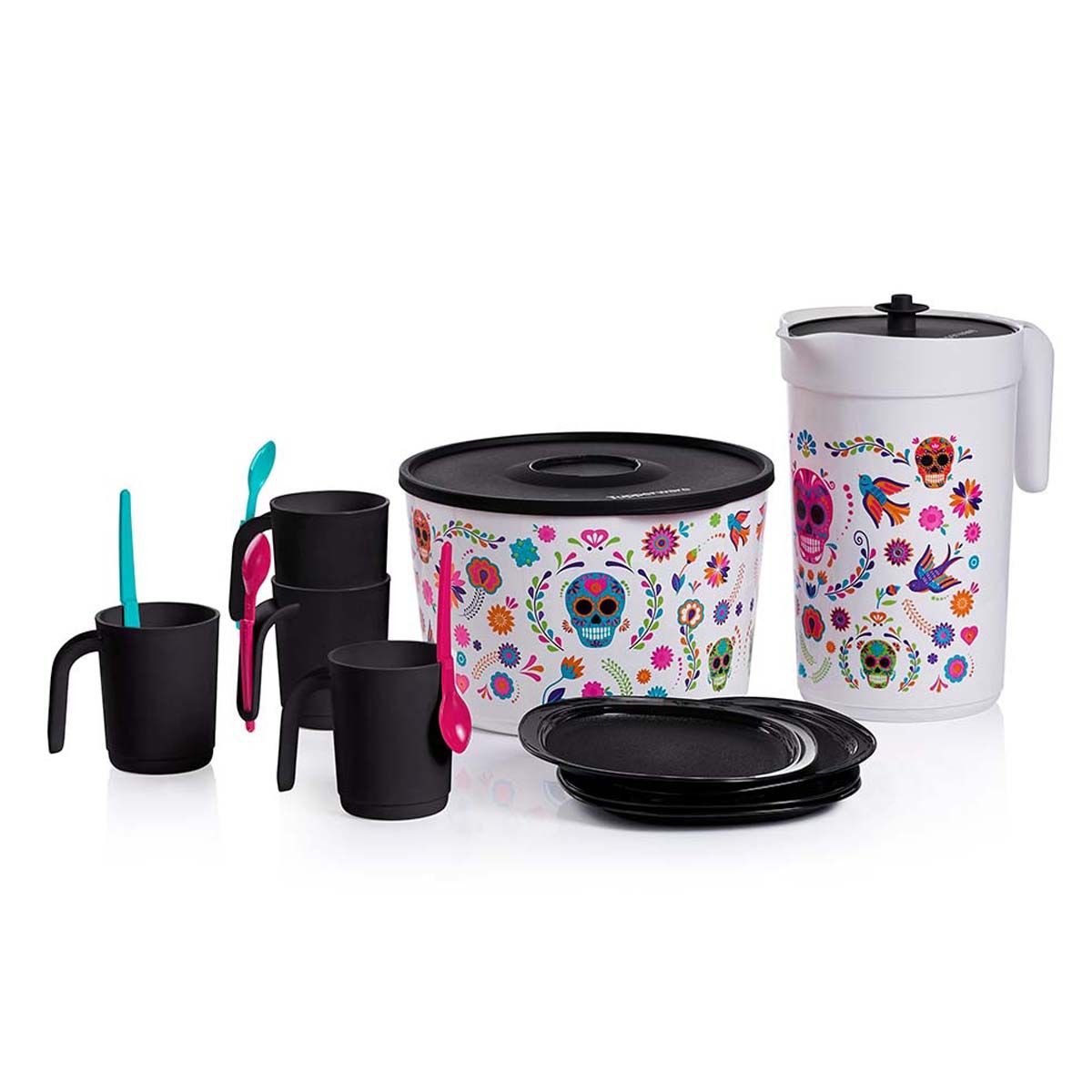 Serveware Tupperware Dia De Los Muertos Serving Set Black / Blue / Pink | QNTJL-6427