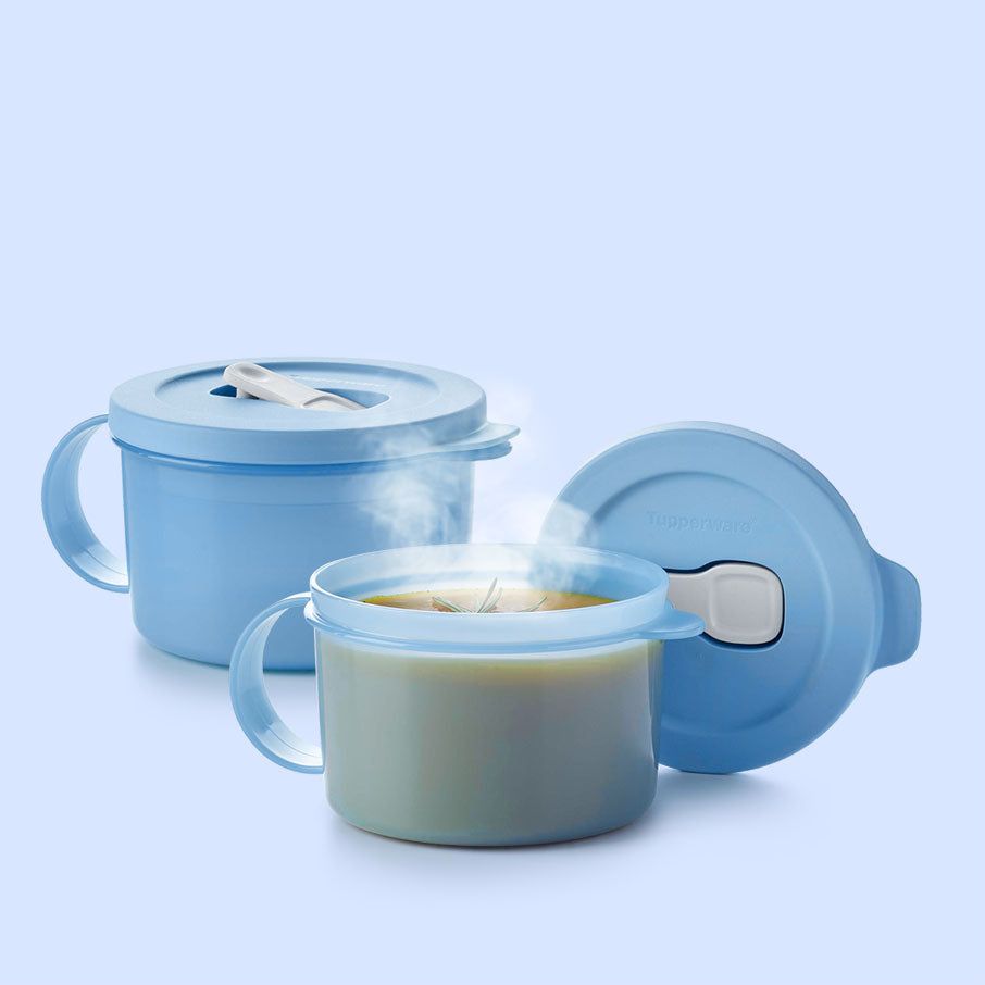 Versatile Storage Tupperware Crystalwave Plus Soup Mugs Deep Blue | MQRFV-6701